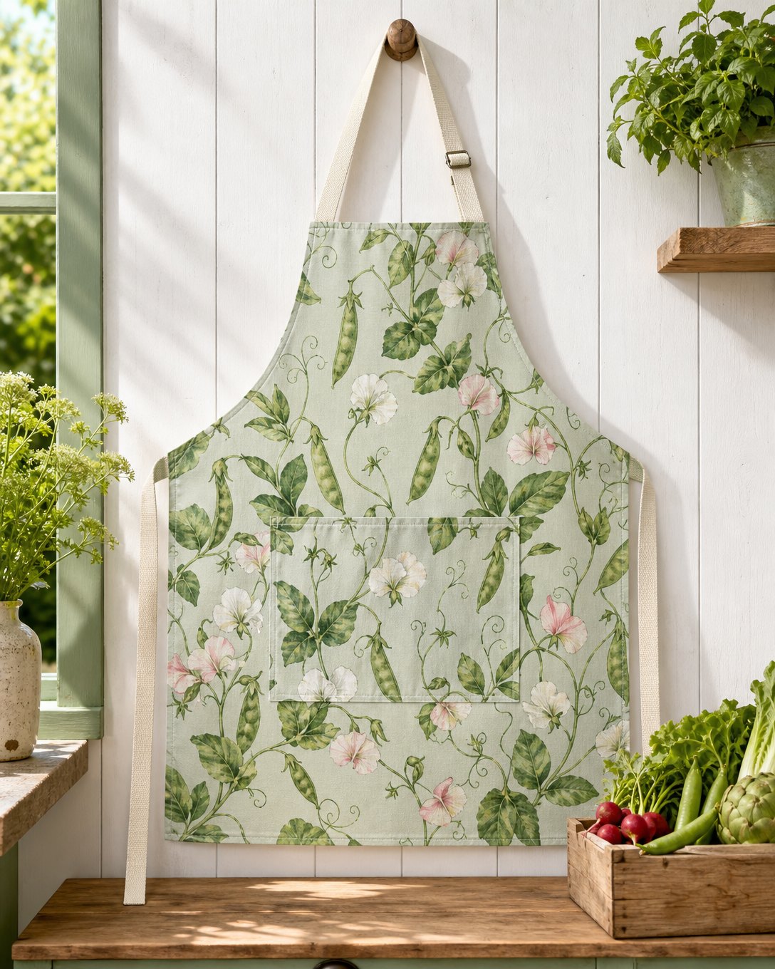 Sweet Pea Tendrils Apron, image 1