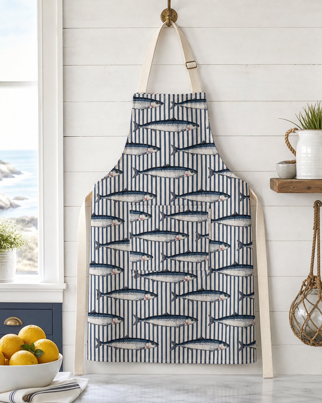 Sardine Tin Stripe Apron, image 1