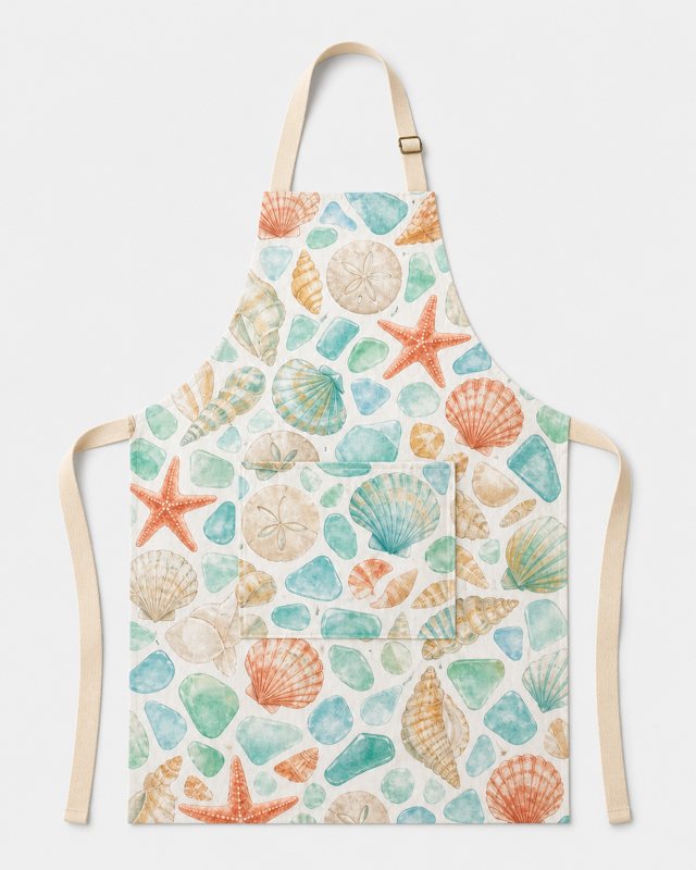 Sea Glass Shore apron laid flat